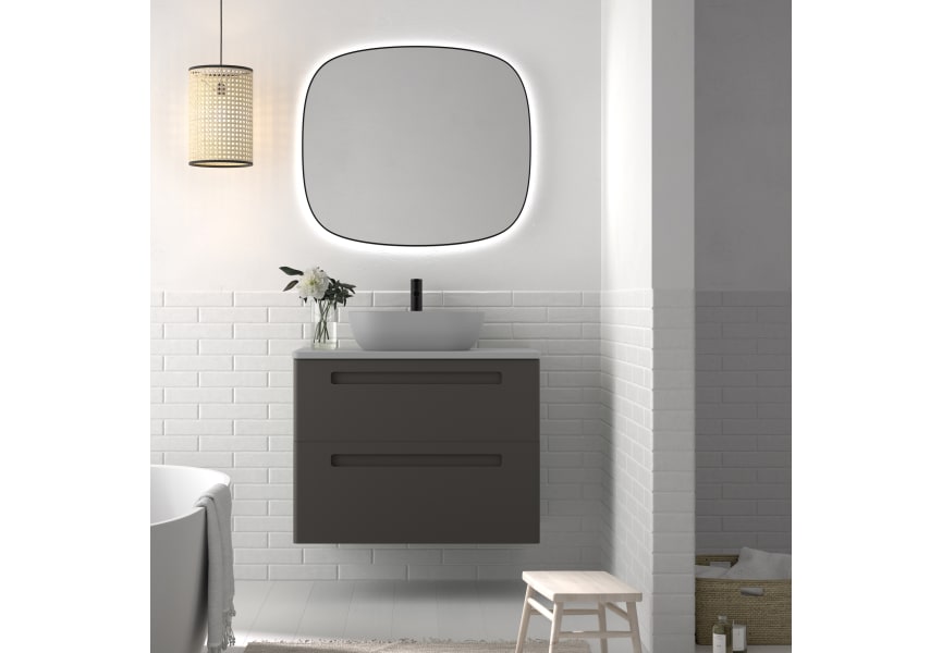Meuble de salle de bains avec ensemble lavabo et plan de toilette microtec Paris Avila Dos principal 1