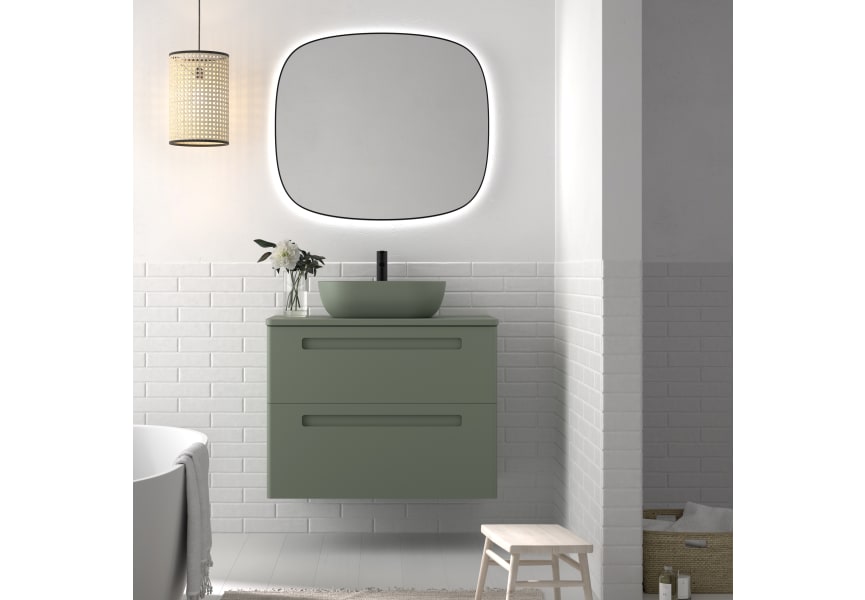 Meuble de salle de bains avec ensemble lavabo et plan de toilette microtec Paris Avila Dos principal 2