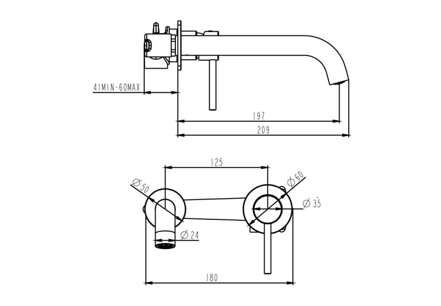 Robinet de lavabo encastré Sirio GME croquis 10