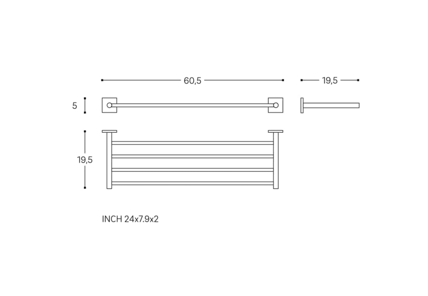 Etagère de salle de bain porte-serviettes Square Duo Cosmic croquis 3