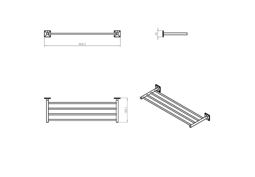 Etagère de salle de bain porte-serviettes Square Duo Cosmic croquis 3