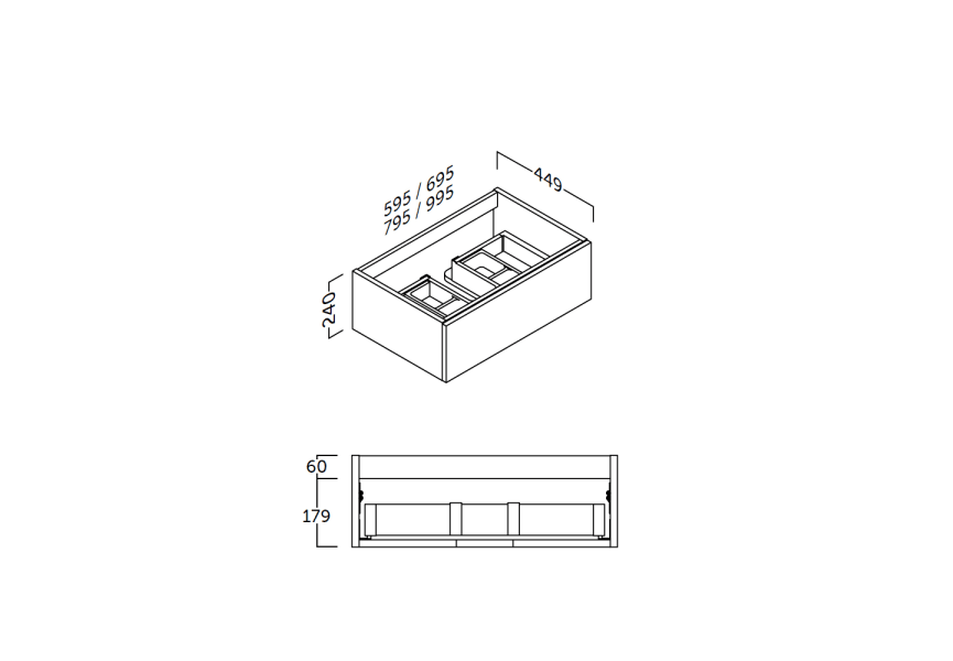 Coycama Landes meuble de salle de bain en bois avec plan de toilette en bois croquis 7