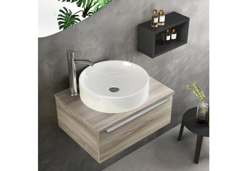 Meuble de salle de bains en bois avec plan de toilette en bois Coycama Landes environnement 6