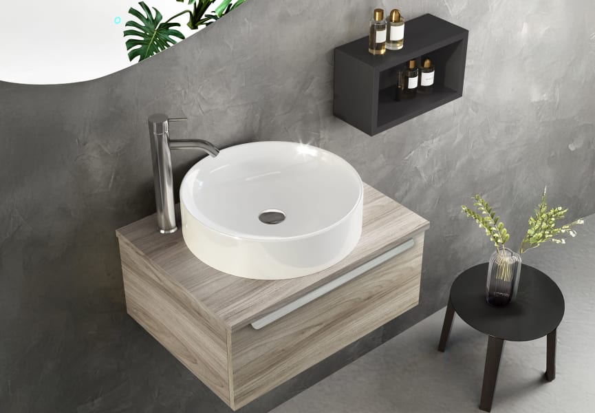 Meuble de salle de bains en bois avec plan de toilette en bois Coycama Landes environnement 6