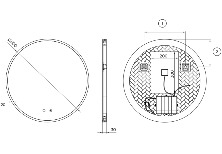 Miroir de salle de bain avec éclairage LED Atenas Ledimex croquis 8