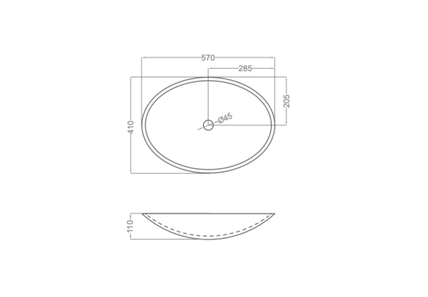 Vasque à poser Oval Coycama croquis 5
