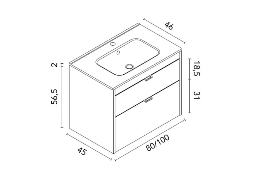 Ensemble de meubles de salle de bains Logika Royo croquis 6