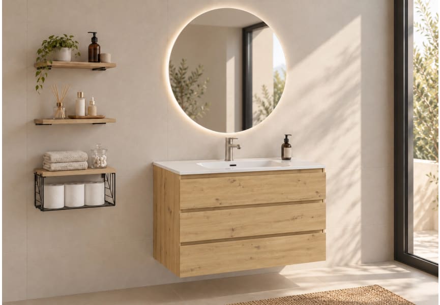 Meuble de salle de bains en bois Vilma Bruntec principal 1