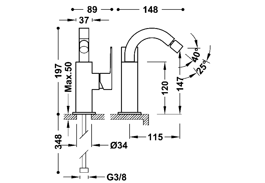 Cuadro Tres robinet de bidet croquis 1