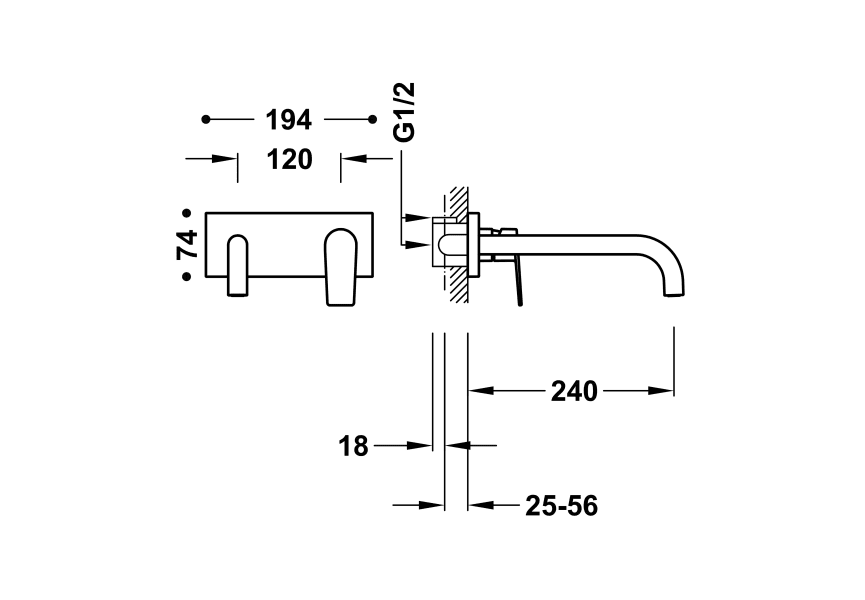 Project Tres mitigeur encastré de lavabo croquis 7