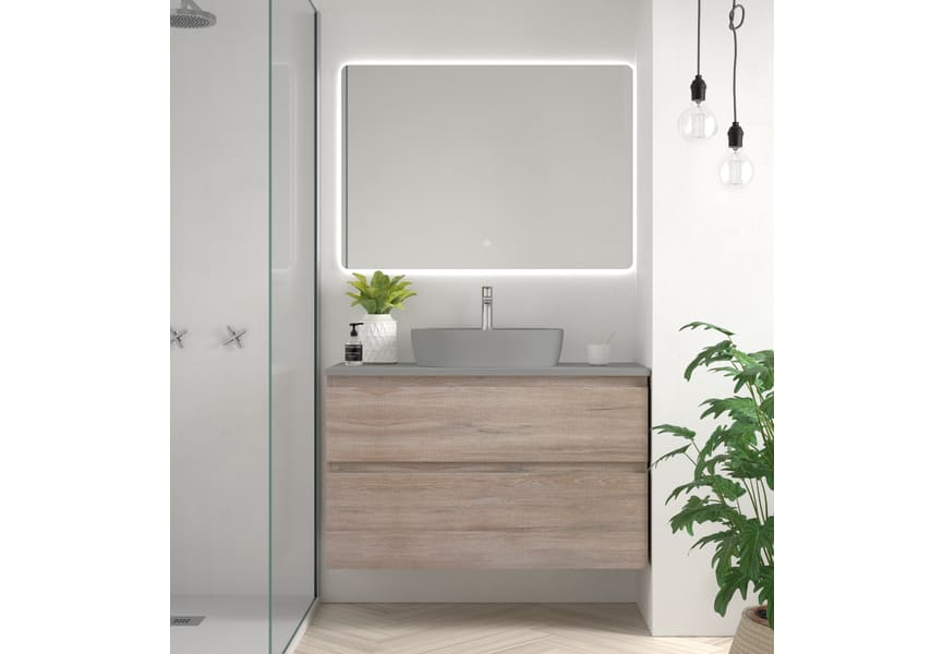 Meuble de salle de bains Avila Dos Carmen avec lavabo sur plan de toilette microtec principal 3