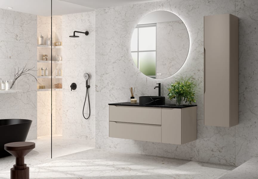 Meuble de salle de bains Cenit avec plan de toilette en solid surface Coycama principal 2