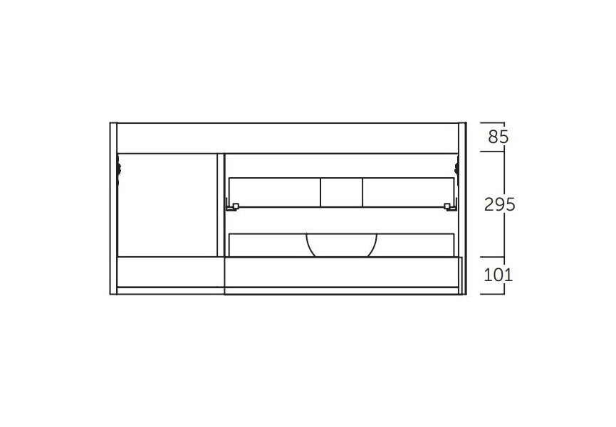 Meuble de salle de bains Cenit avec plan de toilette en solid surface Coycama croquis 2