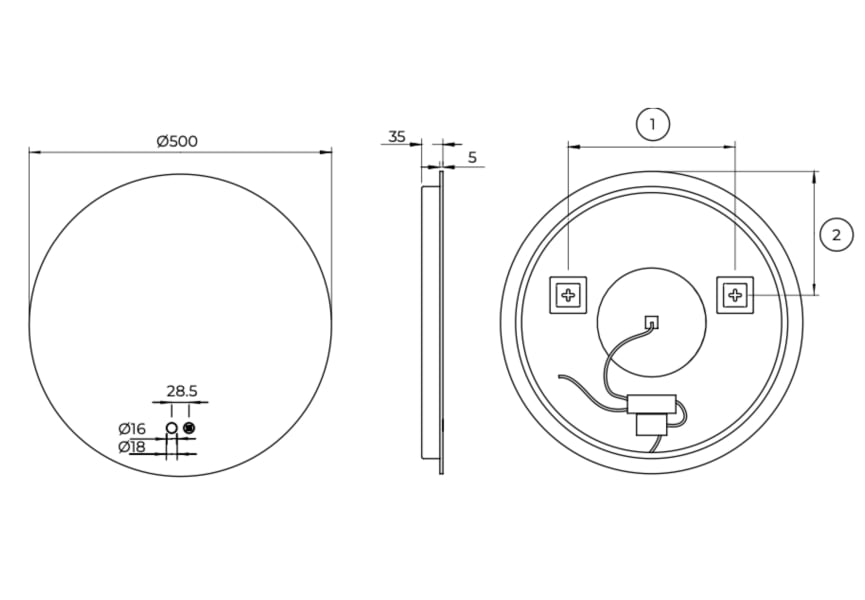 Miroir de salle de bains avec éclairage LED Lisboa Ledimex croquis 12