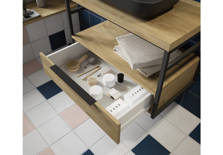 Meuble de salle de bains Kirk Industrial Coycama avec plan de toilette détail 2
