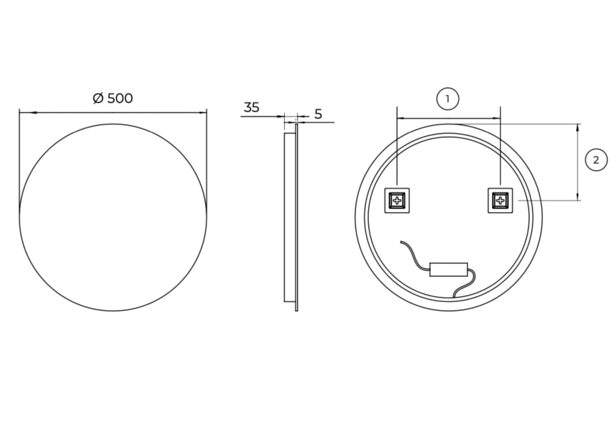 Miroir de salle de bain avec éclairage LED Oporto Ledimex croquis 12
