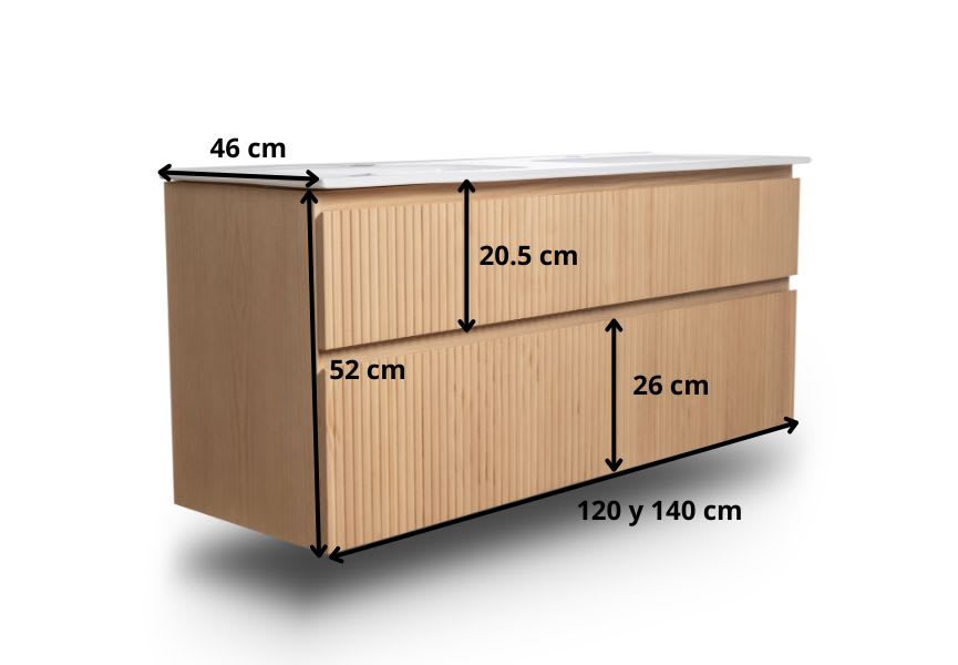 Ensemble de meubles de salle de bains en bois massif rainuré Alpes 7 Bruntec croquis 8