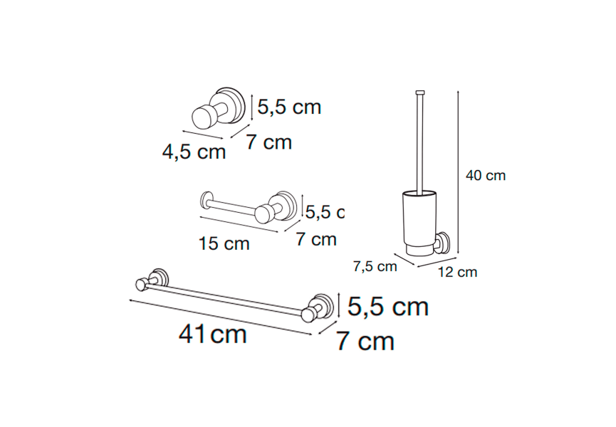 Set d'accessoires de salle de bain Arena Mediterranea croquis 5