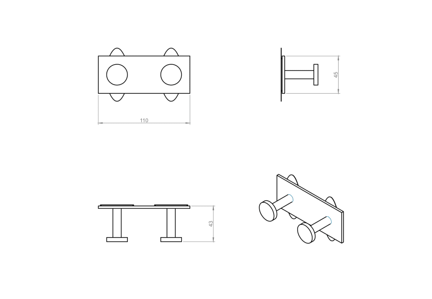 Cintre double pour salle de bains Stick Cosmic croquis 4