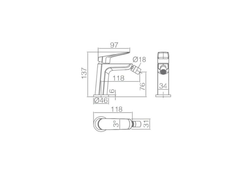 Mitigeur de bidet Bélgica Imex croquis 2