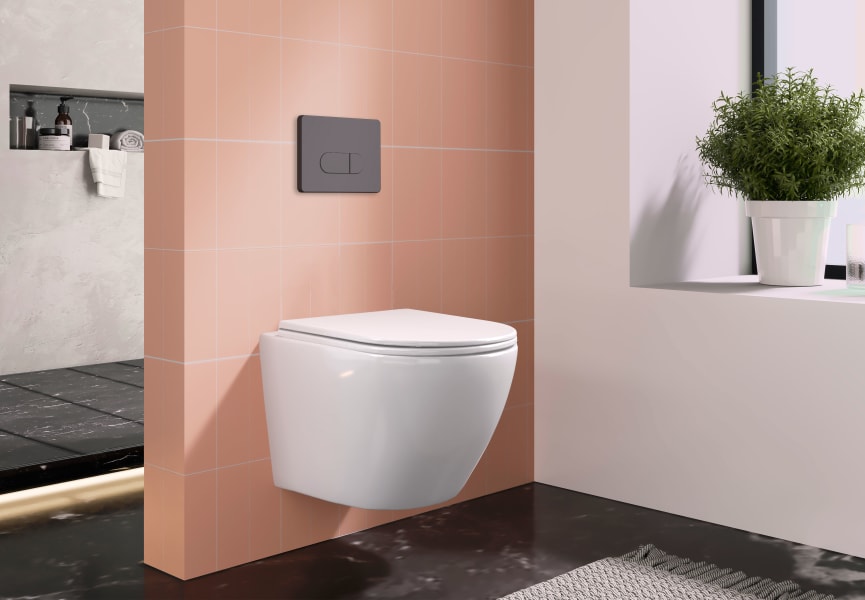 Pack WC suspendu avec réservoir de chasse encastré et bouton poussoir Lisboa Plus de Bruntec environnement 6