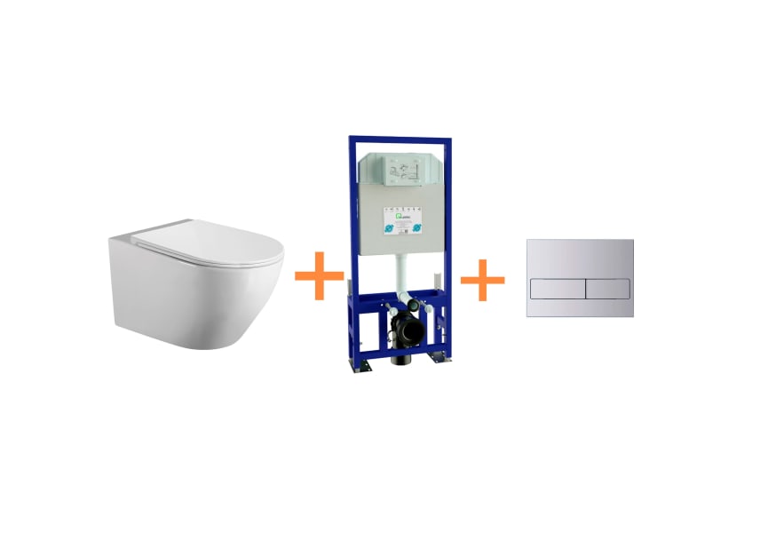 Pack WC suspendu avec réservoir de chasse encastré et bouton poussoir Lisboa Plus de Bruntec principal 0