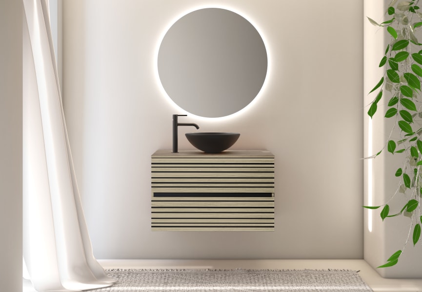 Meubles de salle de bains avec plan de toilette en bois Kora Bruntec principal 0