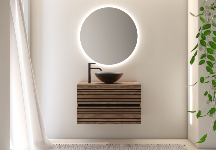 Meubles de salle de bains avec plan de toilette en bois Kora Bruntec principal 1