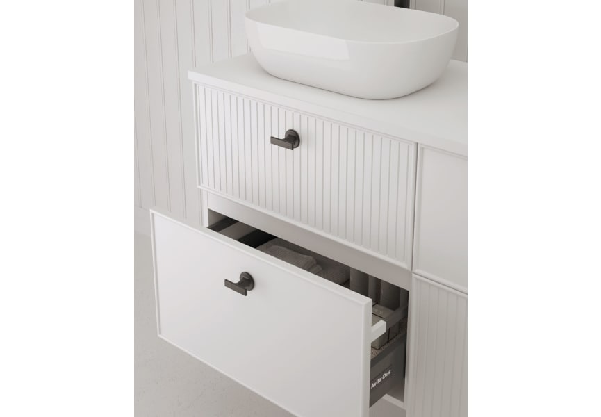 Meuble de salle de bains avec plan de toilette Microtec White Avila Dos détail 6