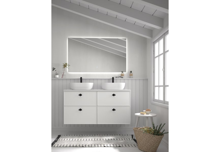 Meuble de salle de bains avec plan de toilette Microtec White Avila Dos principal 1