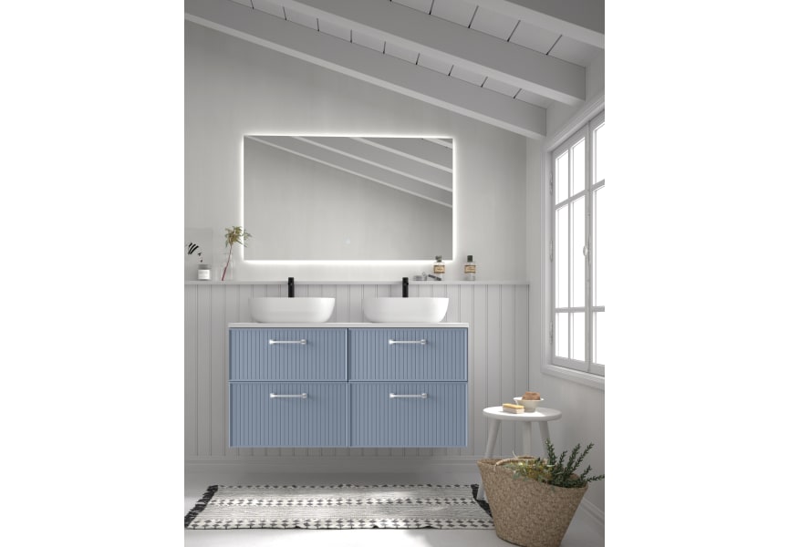 Meuble de salle de bains avec plan de toilette Microtec White Avila Dos principal 4