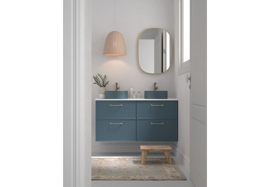 Meuble de salle de bains avec plan de toilette Microtec White Avila Dos principal 0