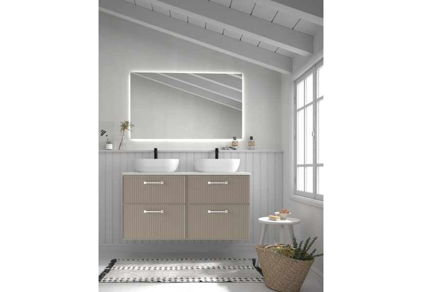 Meuble de salle de bains avec plan de toilette Microtec White Avila Dos principal 2