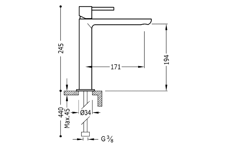 Robinet de lavabo Max Tres croquis 2