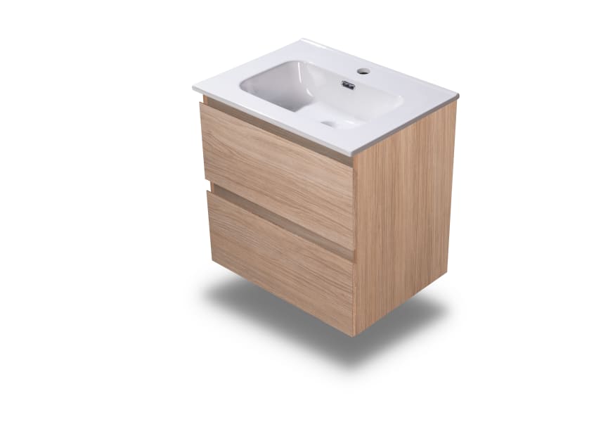 Ensemble de meuble de salle de bain compact Nivo Bruntec 2 tiroirs suspendus détail 8