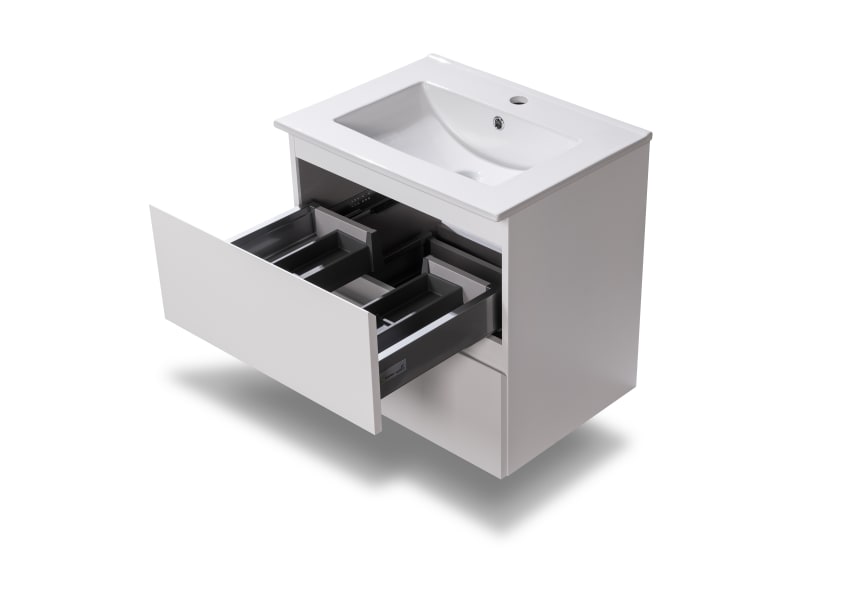 Ensemble de meuble de salle de bain compact Nivo Bruntec 2 tiroirs suspendus détail 7