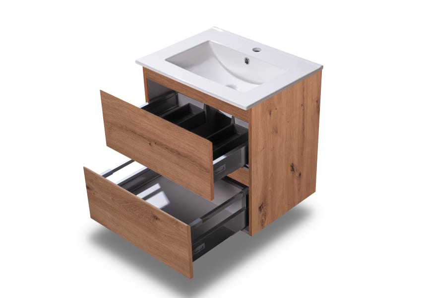 Ensemble de meuble de salle de bain compact Nivo Bruntec 2 tiroirs suspendus détail 7