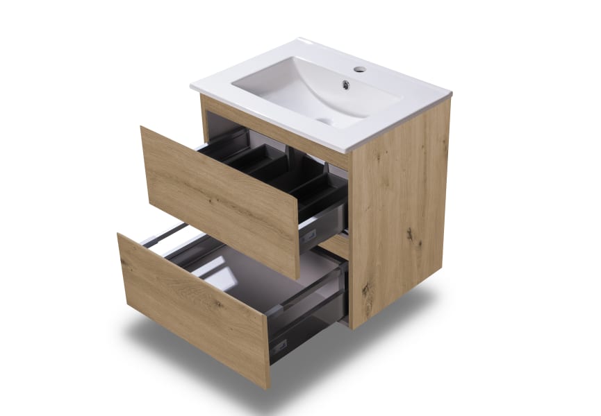 Ensemble de meuble de salle de bain compact Nivo Bruntec 2 tiroirs suspendus détail 8