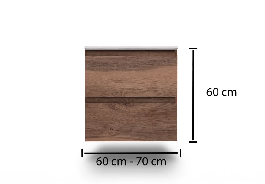 Ensemble de meuble de salle de bain compact Nivo Bruntec 2 tiroirs suspendus croquis 11
