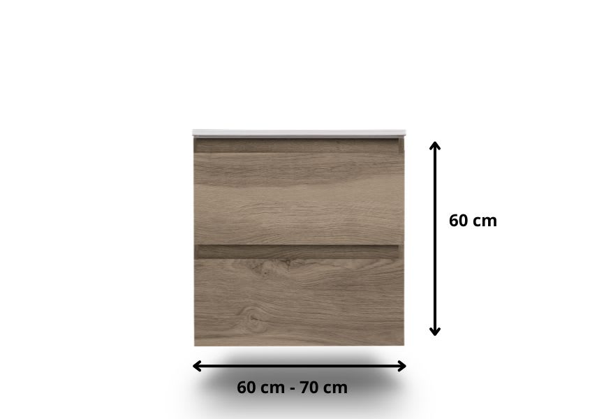 Ensemble de meuble de salle de bain compact Nivo Bruntec 2 tiroirs suspendus croquis 12