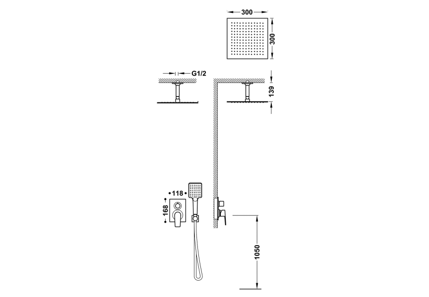 Ensemble de douche encastrée Project Tres croquis 11