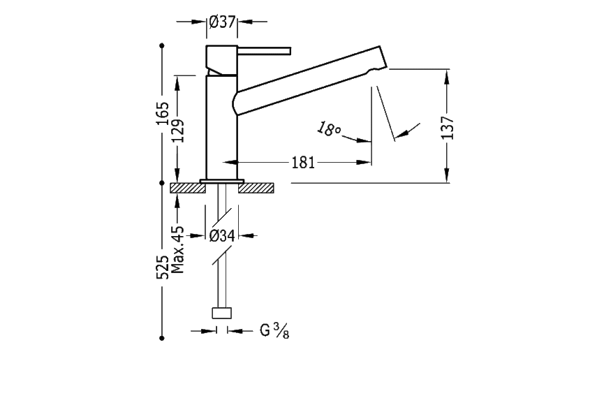 Robinet de lavabo Max Tres croquis 1