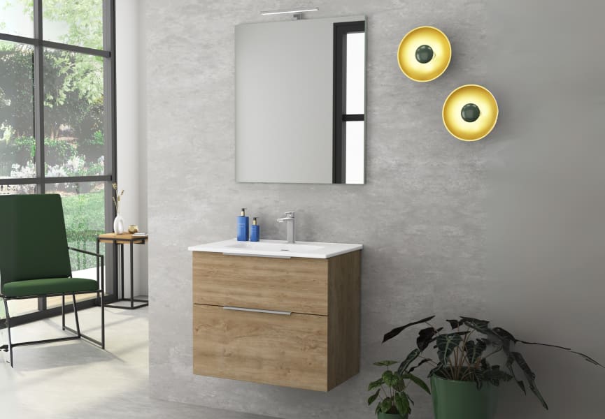 Ensemble meuble de salle de bain profondeur réduite 41cm Poignée chromée Comet Coycama principal 2