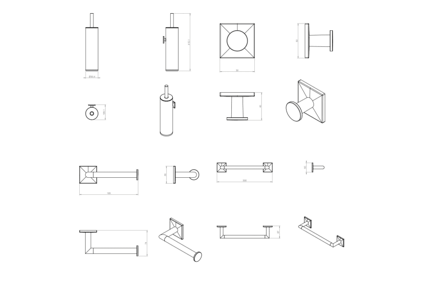 Set d'accessoires de salle de bains Duo Square Cosmic croquis 5