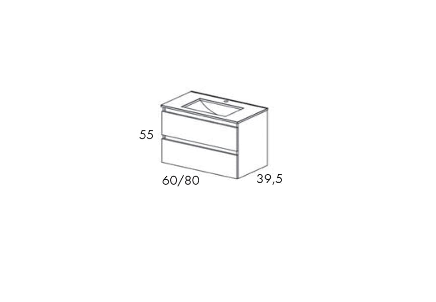 Ensemble de meubles de salle de bains à faible profondeur 39,5 cm Box Visobath croquis 9