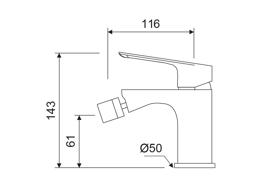 Mitigeur de bidet Bass Lluvibath croquis 1