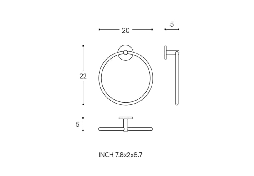 Duo Round Cosmic Towel Ring Bathroom Towel Bar croquis 4