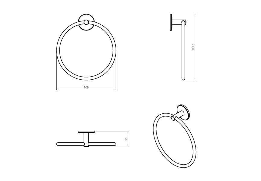 Duo Round Cosmic Towel Ring Bathroom Towel Bar croquis 4