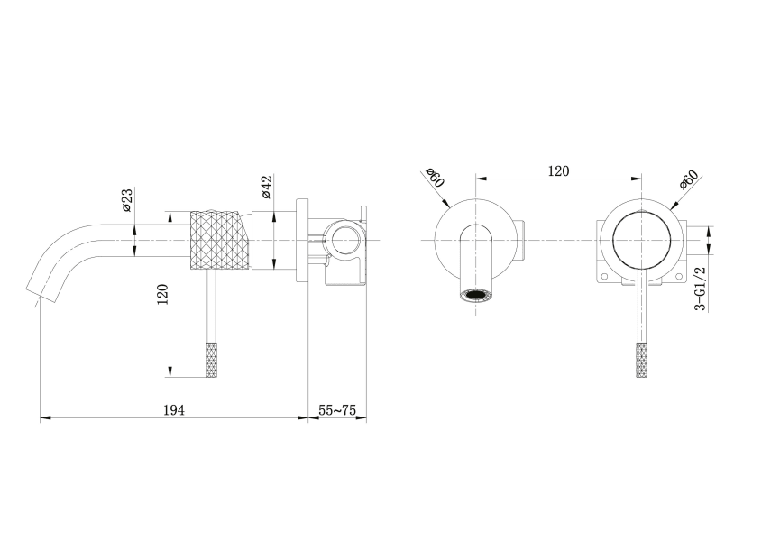 Imex Genova robinetterie de lavabo encastrée + bonde click-clack Pack croquis 6