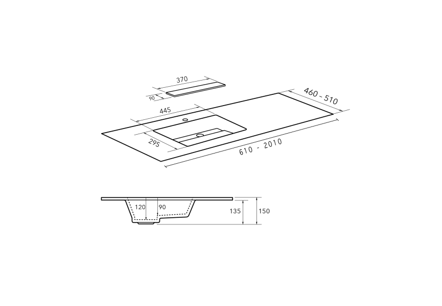 Lavabo encastré Bruntec Miami croquis 1